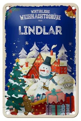 Produktbild von Blechschild Weihnachtsgrüße aus LINDLAR Geschenk Dekoration 12x18cm