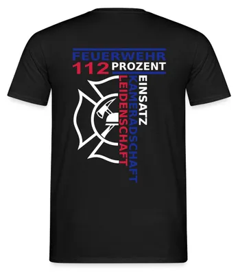 Produktbild von Spreadshirt Feuerwehr 112 Prozent Beruf Männer T-Shirt, 4XL, Schwarz