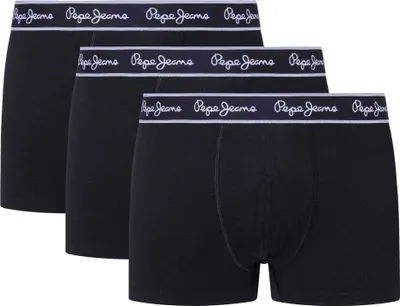Obrázok produktu pre Pepe Jeans pánske trenírky, 3-pack - spodná bielizeň, bavlna, pás s logom, jednofarebné čierne S