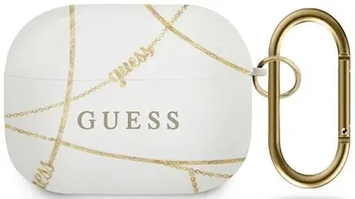 Obrázok produktu pre Guess GUACAPTPUCHWH obal na AirPods Pro biely, Gold Chain Collection (GUACAPTPUCHWH)