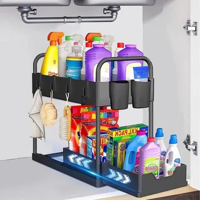 Produktbild von Famanu Wassertischregal mit 2 Etagen - Organizer für Küche und Bad