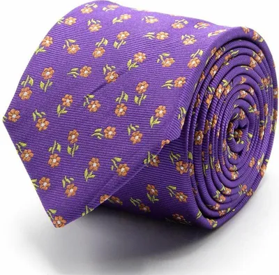 Produktbild von Herren Krawatte aus Seiden-Jacquard, lila, mit feinem Muster und Blüten