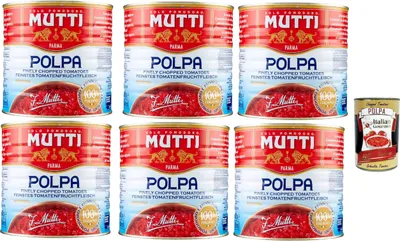 Produktbild von Mutti polpa di Pomodoro Tomatenpulpe Tomaten sauce 100% Italienisch 6x 2.5 Kg dose + Italian Gourmet polpa 400g