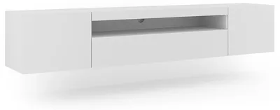 Image de Lowboard TV Armoire Aura 200 cm Suspendue ou posée universelle Armoire basse TV Board Sideboard HiFi Table Armoire suspendue (blanc mat sans LED)