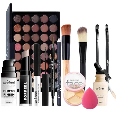 Productafbeelding van Make-up set voor dames, cosmetica, oogschaduw, lipgloss, cadeauverpakking, zwart