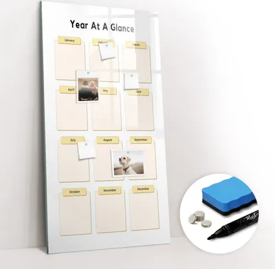 Produktbild von Magnetpinnwand Memoboard - Zubehörsatz - Schwarzer Marker + Schwamm + Magnete - 60 x 120 cm - Jahresplaner