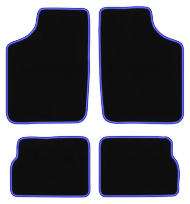 Zdjęcie produktu dla Dywaniki samochodowe welurowe CARLUX-BLUE do: Opel Corsa A (1982-1993, hatchback) czarne z niebieskim obszyciem, z mocowaniami