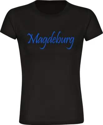 Produktbild von multifanshop Damen T-Shirt - Magdeburg - Schriftzug, schwarz, Größe L