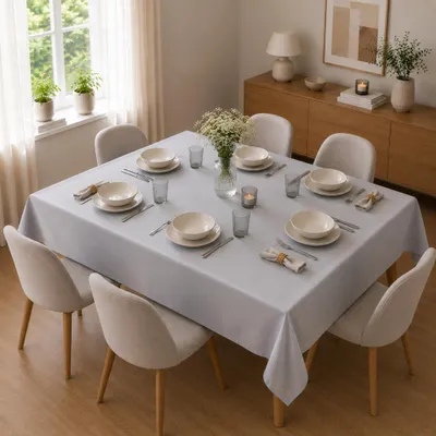 Immagine prodotto di Tovaglia 130 x 225 cm per tavolo da cucina e da pranzo in grigio chiaro