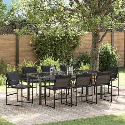 Produktbild von Möbel Garten Essgruppe 9 pcs Schwarz 200 x 80 x 73 cm - Gartenstühle 3379335