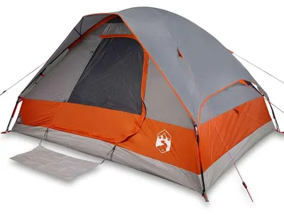 Immagine prodotto di vidaXL Tenda da campeggio a cupola 4 persone Grigio e arancione Impermeabile