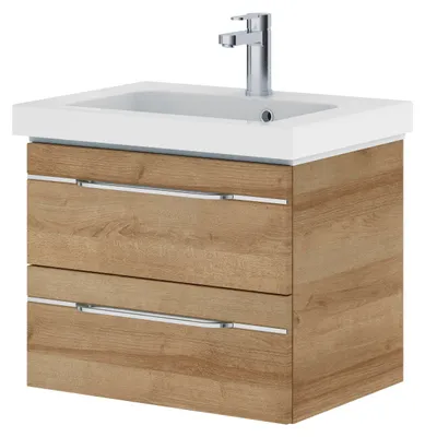 Produktbild von Pelipal Badmöbel-Set Balto Sprint BxHxT 64,5 x 48 x 44 cm Frontfarbe eiche riviera mit Waschtisch Mineralmarmor SET-014-