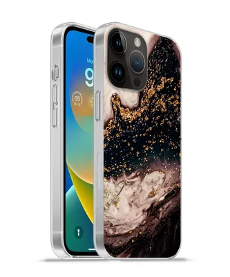 Produktbild von MuchoWow® Handyhülle Schutzhülle Hülle für Apple iPhone 14 Pro - Softcase Naturstein - Gold - Schwarz Silikon Softcase Handy Hülle - Umschlag
