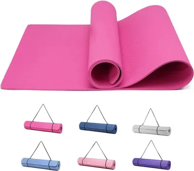 Produktbild von Gymnastikmatte 183 x 61 x 0,6 cm rutschfeste Fitnessmatte Pilatesmatte mit Tragegurt - Pflaume Gymnastikmatte