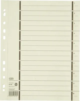 Image de Intercalaires ELBA avec perforation, DIN A4 extra large en carton kraft, 200 g/qm, impression de lignes noires 1-10