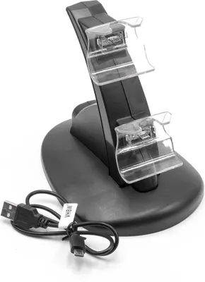 Produktbild von vhbw Dual-Ladestation kompatibel mit Microsoft Xbox One, One X, One S - Netzteil, Halterung, Ladegerät Schwarz