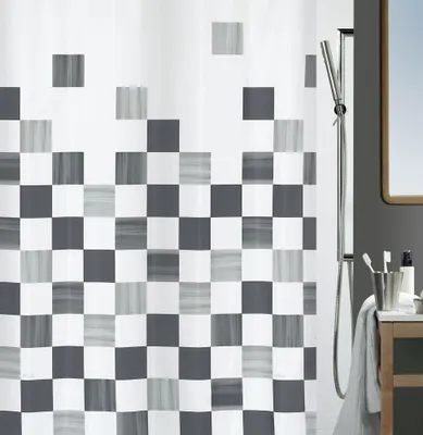 Obrázok produktu pre Spirella Anti-Mould Shower Curtain - antibakteriálny, umývateľný, vodotesný, polyester, "Part" 180x200cm Black White