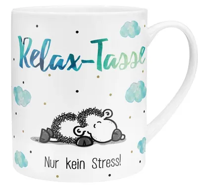 XL-Porzellanmok 60 cl mit Spruch „Relaxmok“, blau