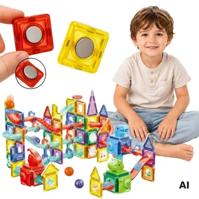 Immagine prodotto di Woopie Blocchi di costruzione magnetici Set educativo 3D Pista per palline 170 pezzi.
