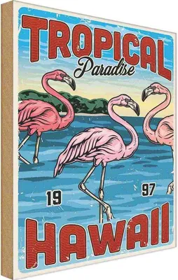 Produktbild von vianmo Holzschild 40x30 cm Tropical Paradise Hawaii Dekoration