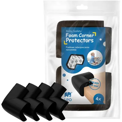 Image de Sipo - Protections pour coins et bords, en mousse, lot de 4, NOIR