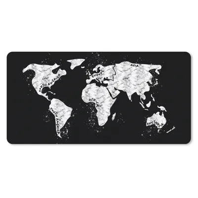 Produktbild von MuchoWow® Schreibtischunterlage Karte - Marmor - Schwarz - Weiß 80x40 cm - XXL Mauspad - Gaming Mauspad