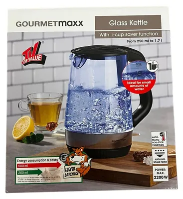 Produktbild von Glas-Wasserkocher 1,7 Liter 2200 W mit LED-Beleuchtung und modernem Design
