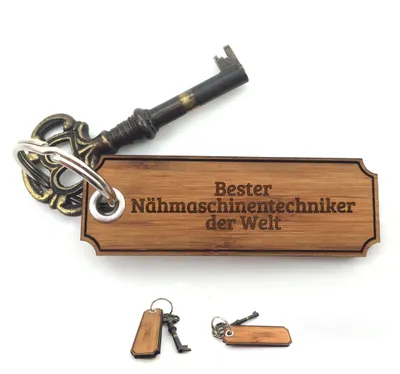 Produktbild von Mr. & Mrs. Panda anhänger für tasche Nähmaschinentechniker - Bambus - Geschenk, Studium, schutzengel, Gravur, Geschenke, Gratulation, schlüsselhänger, Rente, Schlüssel
