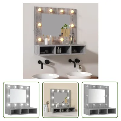Produktbild von The Living Store Spiegelschrank mit LED Grau Sonoma 60x31,5x62 cm