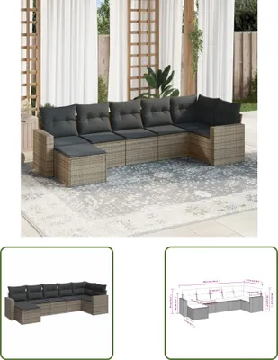 Produktbild von The Living Store 7-tlg. Garten-Sofagarnitur mit Kissen Grau Poly Rattan