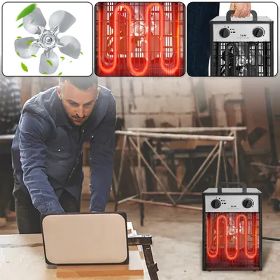 Obrázok produktu pre XMTECH Fan Heater Elektrický ohrievač 3KW 220V - Stavebný ohrievač Elektrický ohrievač Sálavý ohrievač Fan Heater, 3 nastavenia tepla so sieťovým káblom, čierny