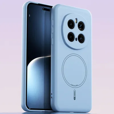 Produktbild von Magnetische Handyhülle für Honor Magic7 Pro, MagSafe kompatible, Flüssig Silikon Stoßfest Kratzfest Hülle Blau