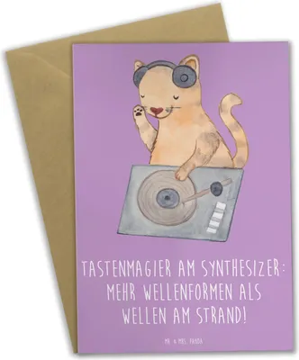 Produktbild von Mr. & Mrs. Panda Grußkarte Synthesizer Magie - Lavendeltraum - Geschenk, glückwunschkarten, osterkarte, Instrument, elektronisches Musikinstrument, Lernen, Klänge, Filter