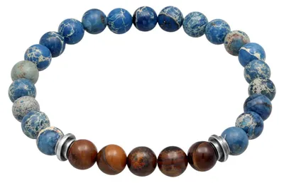 Immagine prodotto di Bracciale da uomo in pietra naturale con agata e occhio di tigre