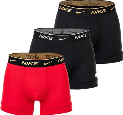 Produktbild von NIKE Herren Boxer Shorts, 3er Pack - Trunks, Logobund, Baumwolle Stretch Schwarz/Rot M