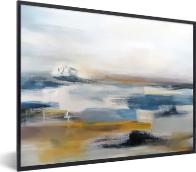 Produktbild von MuchoWow® Gerahmtes Poster Ölgemälde - Abstrakt 80x60 cm - Poster mit Schwarzem Bilderrahmen Wandposter Rahmen Foto Bilder - Schwarzem - Mit Gestell