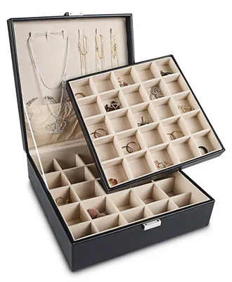 Zdjęcie produktu dla Frebeauty Organizer na biżuterię 50 przegródek dwuwarstwowy czarny