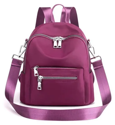 Immagine prodotto di Zaino da donna, piccolo, impermeabile, color lilla, 2-in-1, utilizzabile anche come borsa a tracolla, in nylon