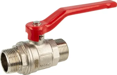 Produktbild von tecuro Kugelhahn, beidseitig Außengewinde G 1 1/2 Zoll (DN 40) Stahlhebel lang, Messing vernickelt