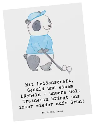 Produktbild von Mr. & Mrs. Panda Postkarte Golf Trainerin Leidenschaft - Weiß - Geschenk, Motivation, Sprüche, Sportart, Golfspiel, Golftechnik, Fotokarte, Danksagung, Ansichtskarte