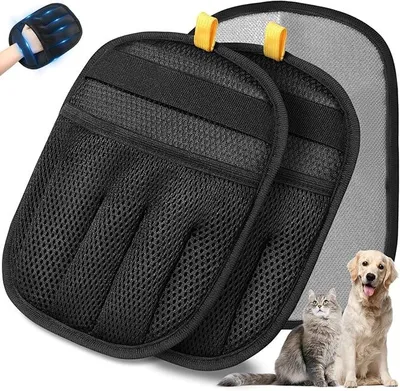 Produktbild von PolkaHome® 2er Set Tierhaar Entferner Handschuh – Wiederverwendbare Haarentfernungs-Handschuhe für Hunde- und Katzenhaare, für Sofa,