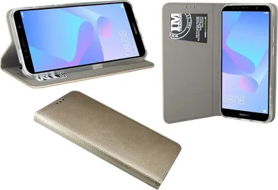Produktbild von Huawei Y6 2018 Handyhülle Tasche Flip Case Smartphone Schutzhülle gold