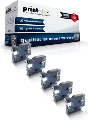Produktbild von 5x Kompatible Schriftbänder für Dymo D1 45021 Labelmanager 280 Labelmanager 300 Labelmanager 350 Labelmanager 350 D S0720610 12mmx7m Kassetten Patronen - Office Line Serie