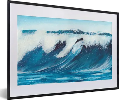 Produktbild von MuchoWow® MuchoWow® Gerahmtes Poster Golf - Meer - Aquarell 60x40 cm - Poster mit zchwarzem Bilderrahmen - Schlafzimmer - Plakat in Rahmen - Drucken