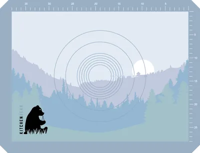 Produktbild von Kitchenbear - Backmatte / Backunterlage aus Silikon für Teig oder Fondant - wiederverwendbarer Küchenhelfer mit Antihafteigenschaften bis 230°