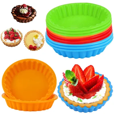 12er-Set Silikon-Mini-Tarteformen, 11 cm, antihaftbeschichtet, bunt