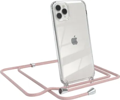 Produktbild von EAZY CASE Handykette kompatibel mit Apple iPhone 11 Pro Max, Handyhülle mit Umhängeband, Handykordel, Schutzhülle Clear, Band in Rosa