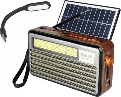 Imagen del producto de Radio portátil MEIER M-521BT-S GRIS, estilo retro, con panel solar