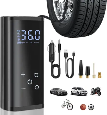Produktbild von Elektrische Luftpumpe,150 PSI Tragbare Akku Kompressor,6000mAh Fahrradpumpe Luftkompressor für Auto Fahrrad Motorrad Bälle,Touchscreen