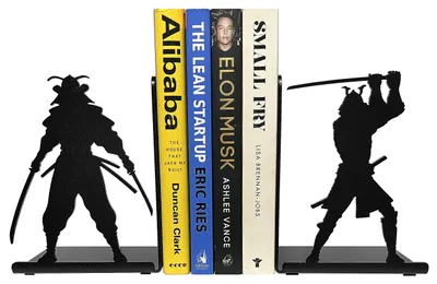 Immagine prodotto di Supporti per libri a forma di samurai, realizzati in metallo, dal design decorativo